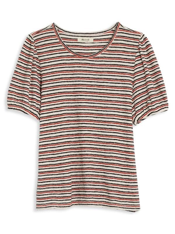 

Топ с Пышными Рукавами Madewell в полоску акации, white / red / stripe