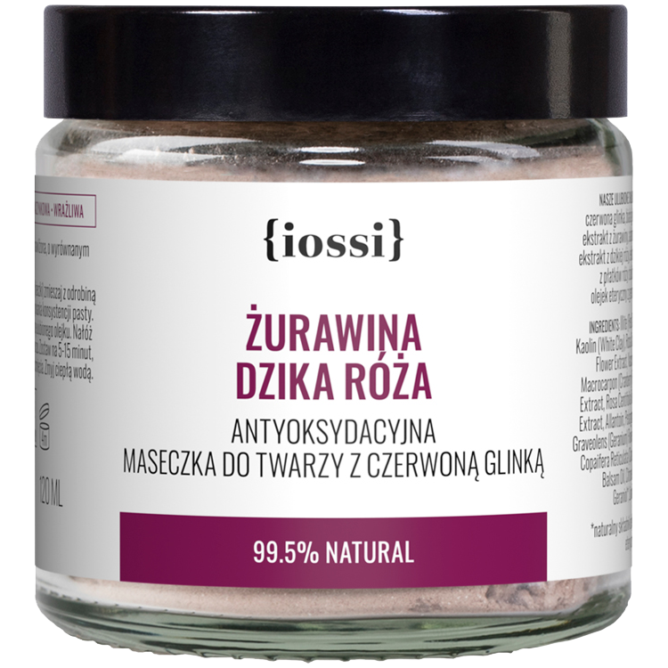 Iossi Żurawina Dzika Róża антиоксидантная маска для лица с красной глиной, 120 мл