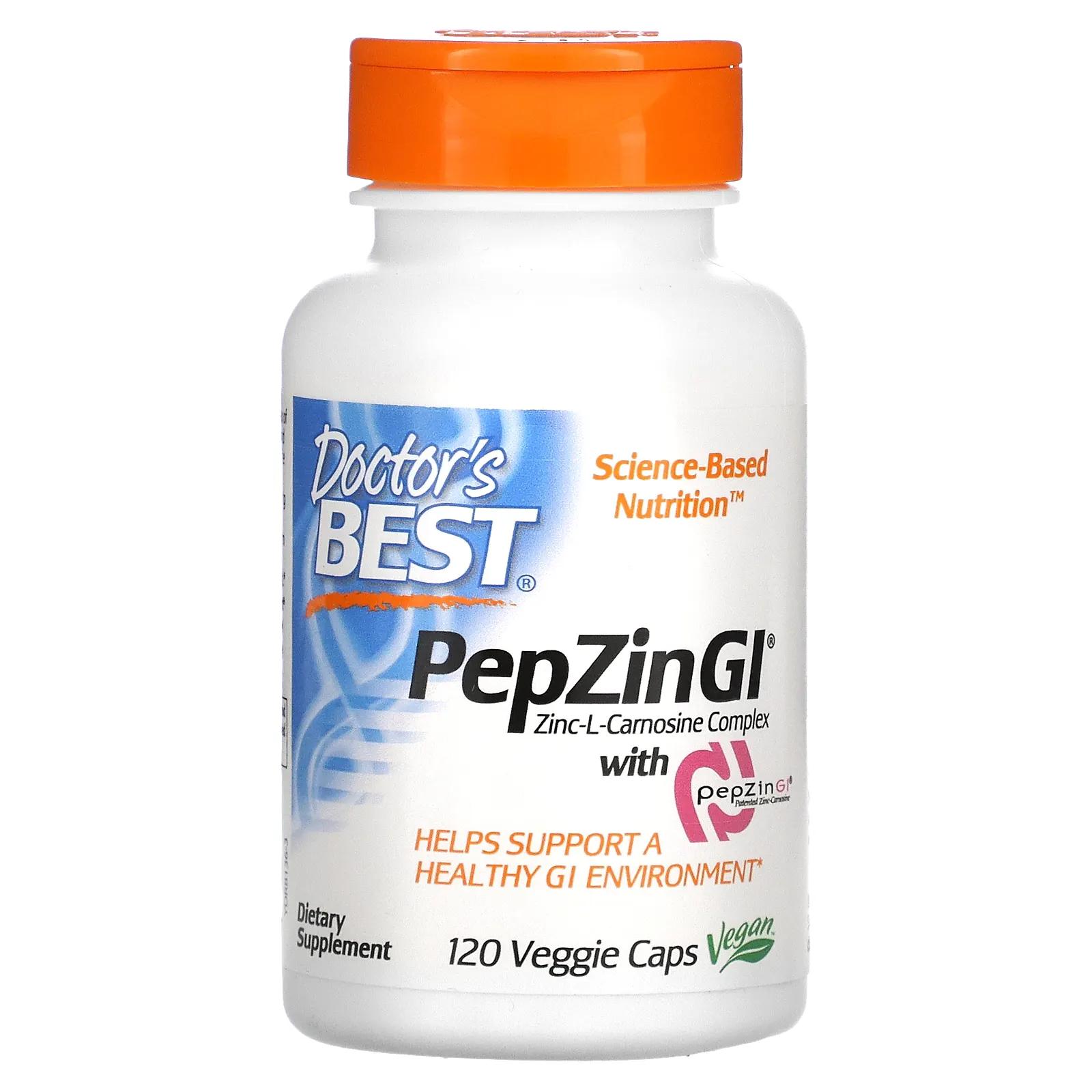 комплекс цинк l карнозина pepzin gi doctor s best 120 растительных капсул Doctor's Best PepZin GI комплекс цинк-L-карнозина 120 вегетарианских капсул