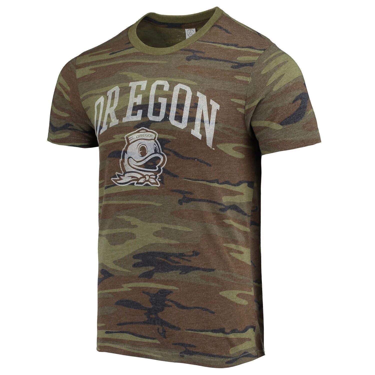 

Мужская альтернативная одежда камуфляжная футболка Oregon Ducks Arch с логотипом Tri-Blend