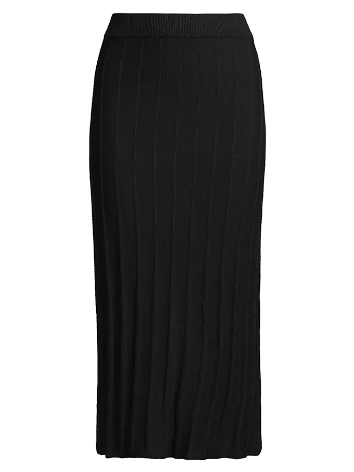 

Шерстяная юбка миди ребристой вязки Max Mara Leisure, черный