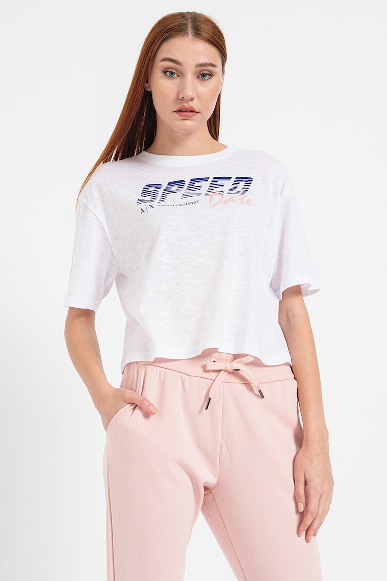 

Короткая футболка с заниженными рукавами Armani Exchange, белый