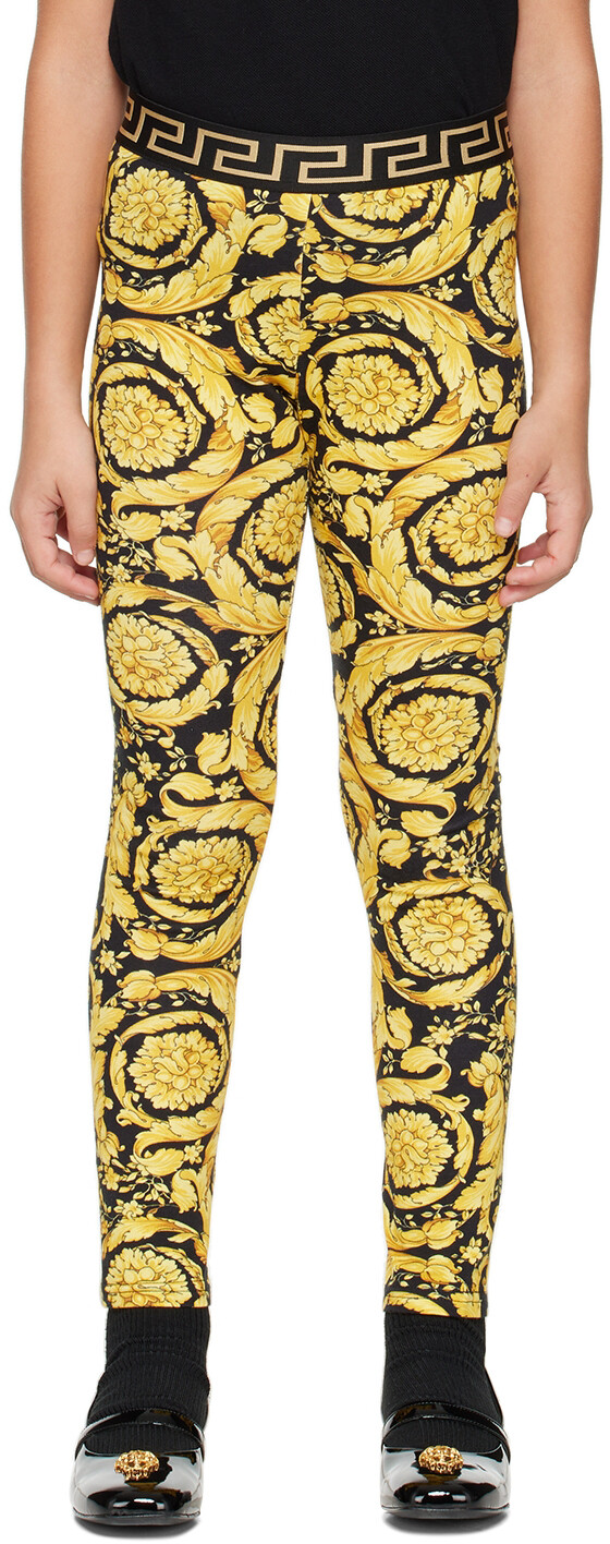 

Детские черно-желтые леггинсы Barocco Versace