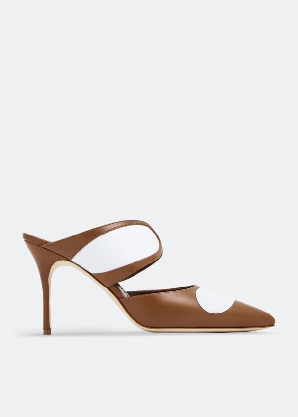 

Мюли MANOLO BLAHNIK Latescu 90 leather mules, коричневый