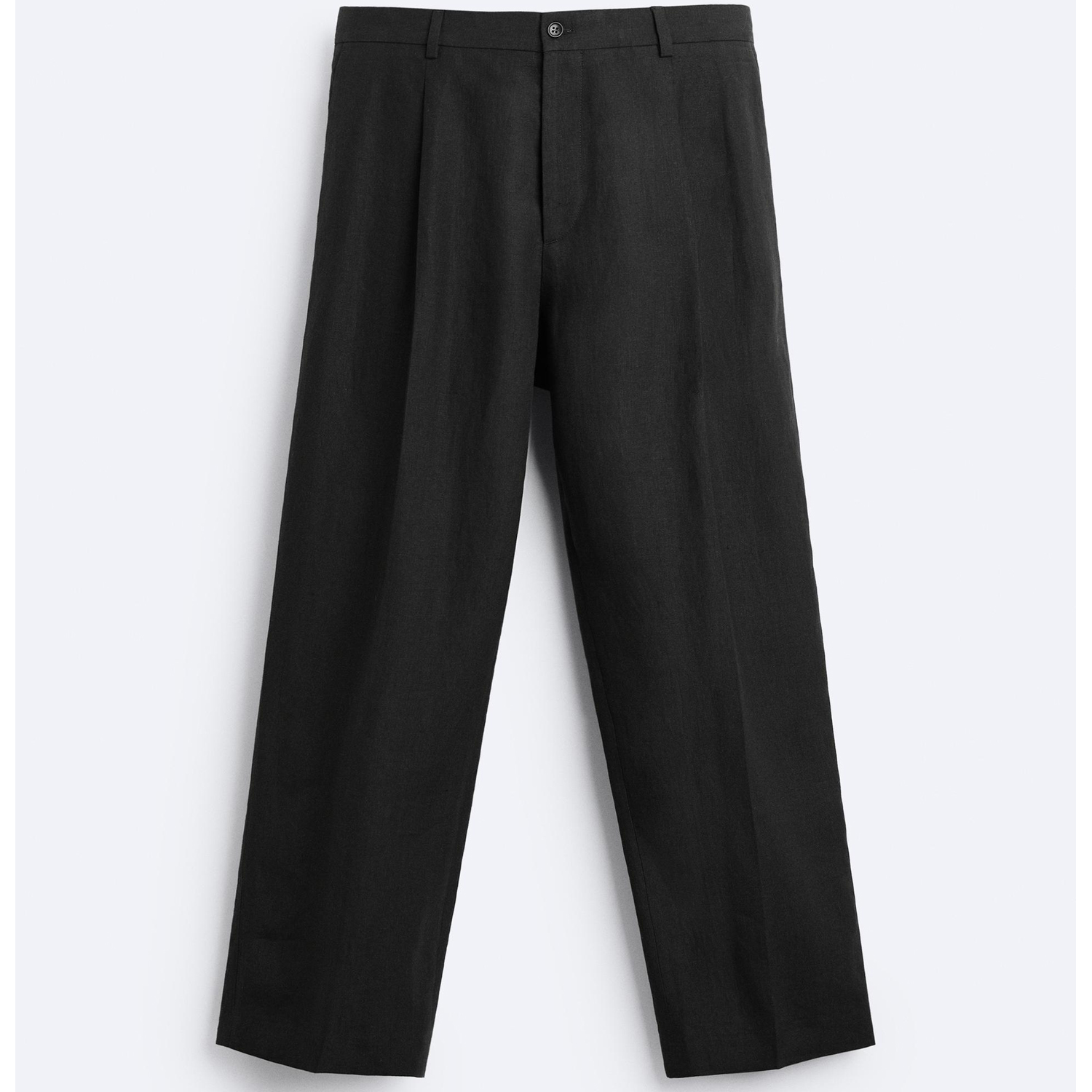Брюки Zara 100% Linen Pleated Suit, черный брюки zara jacquard suit черный