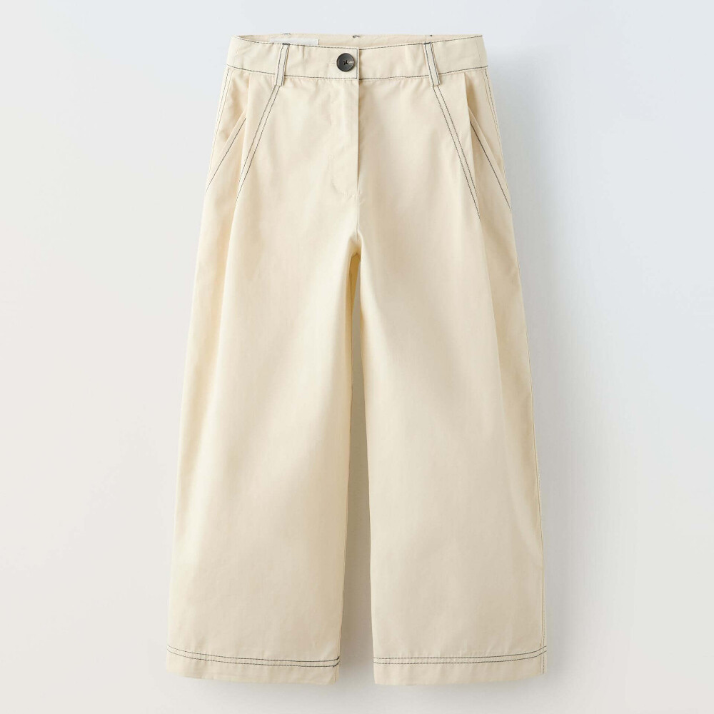 

Брюки Zara Poplin, сливочный, Бежевый