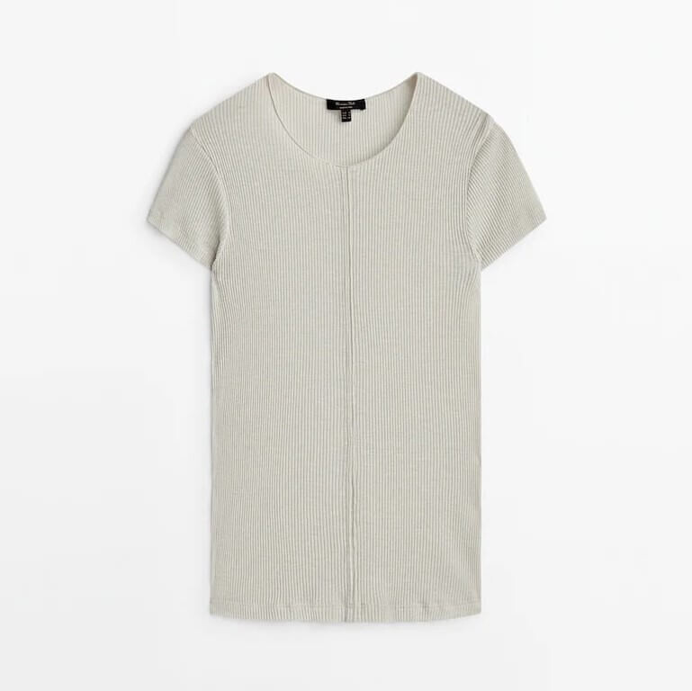 

Футболка Massimo Dutti Short Sleeve Mercerised Cotton, бежевый