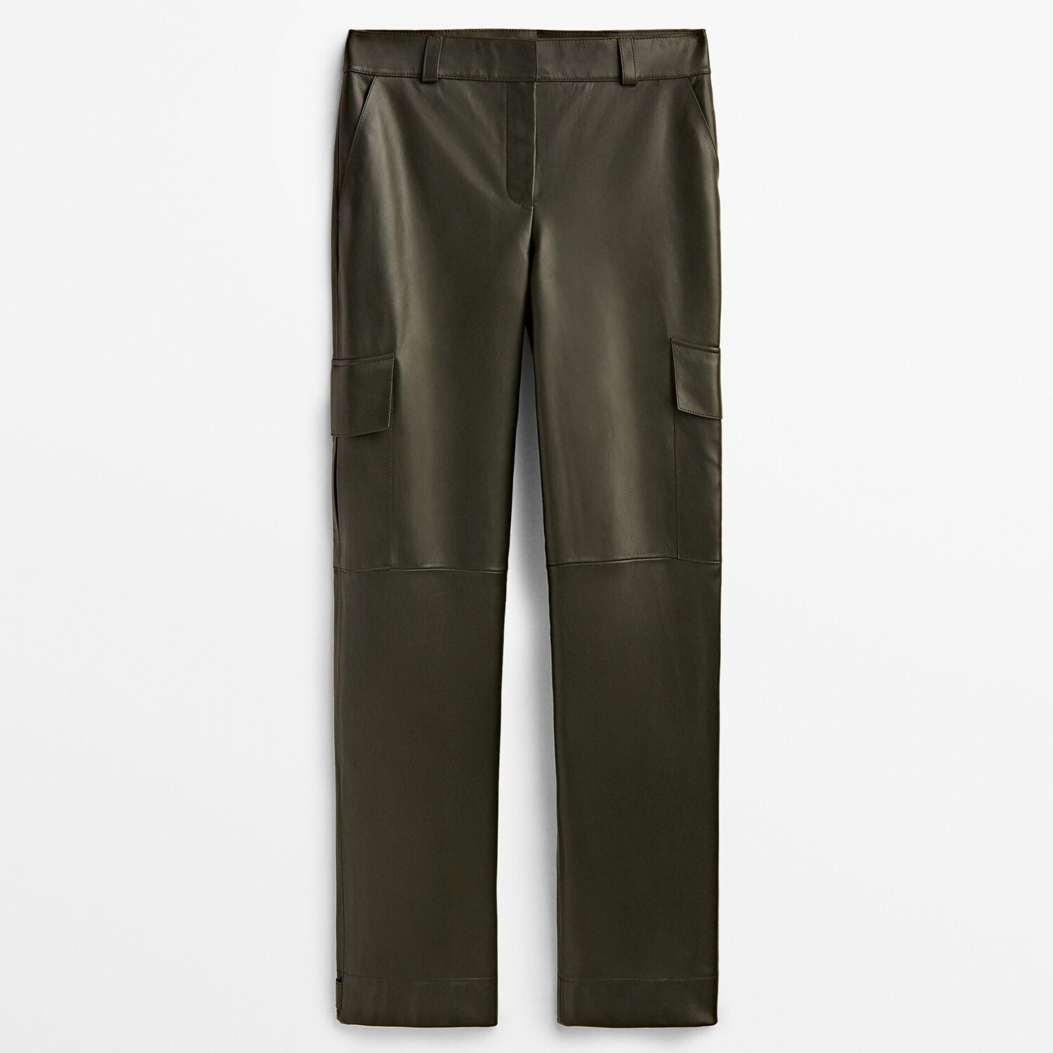 

Брюки Massimo Dutti Nappa Leather Cargo, зеленый