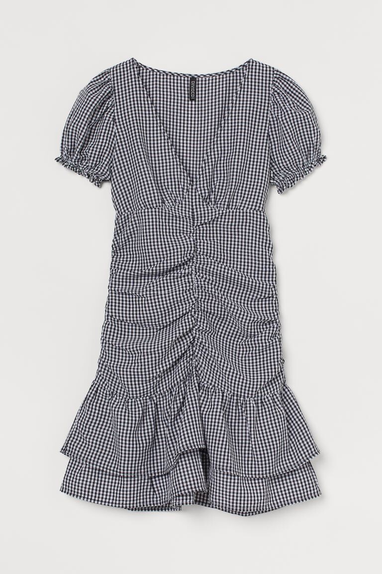 

Платье с драпировкой H&M, черный/белый в клетку