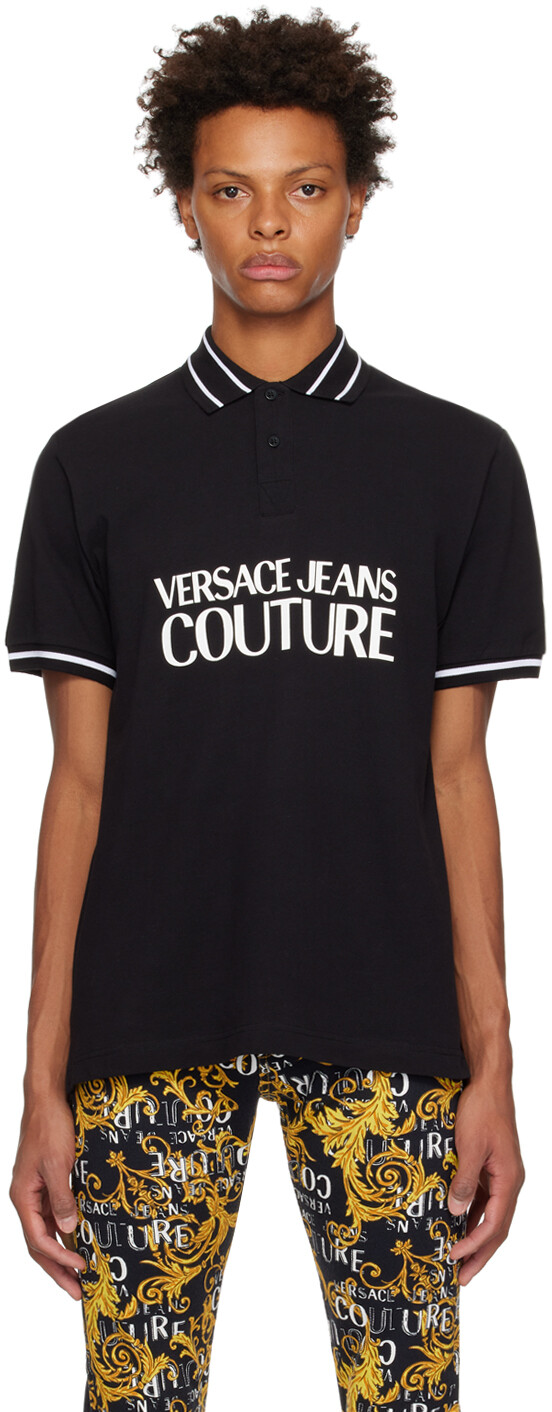 

Черная футболка-поло с принтом Versace Jeans Couture, Черный
