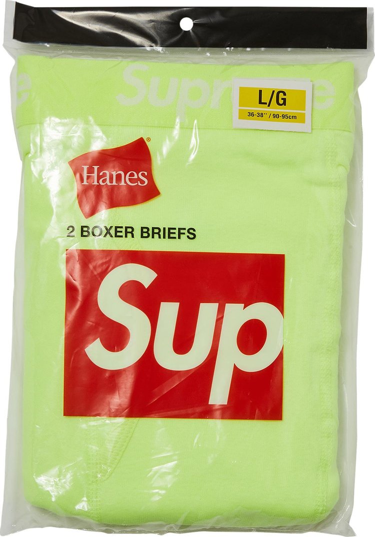 Боксеры Supreme x Hanes Boxer Briefs (2 Pack) 'Fluorescent Yellow', желтый  – заказать из-за рубежа в