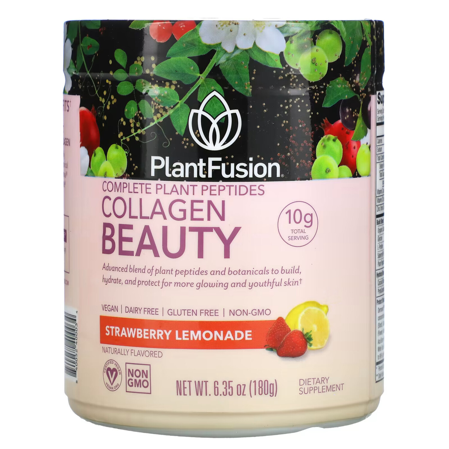 

PlantFusion, Collagen Beauty, комплекс с растительными пептидами, клубничный лимонад, 180 г (6,35 унций)