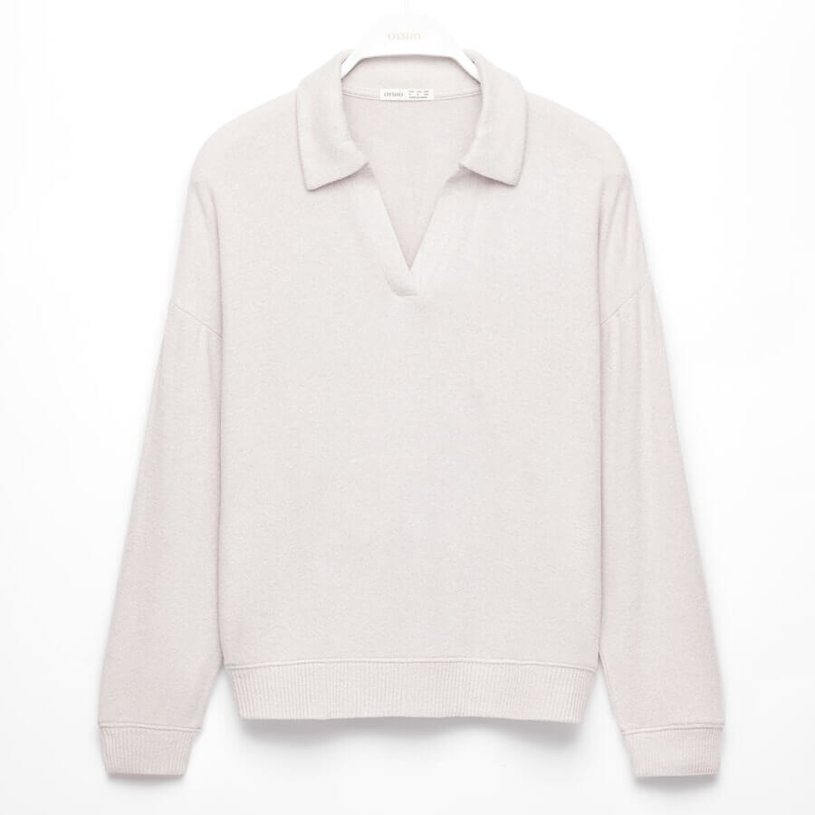 

Пижамная толстовка Oysho Long-sleeved Brushed Polo Collar, песочный меланж