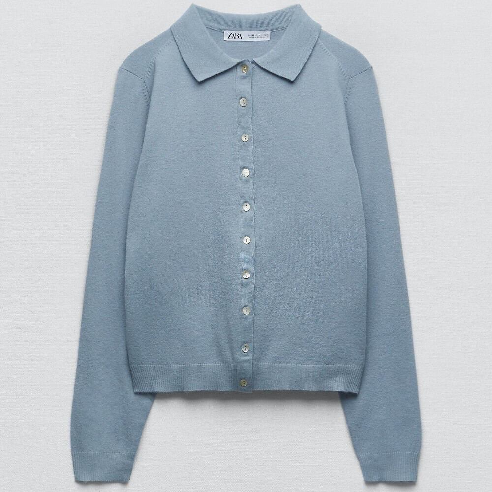 

Кардиган Zara Knit Polo, серо-голубой