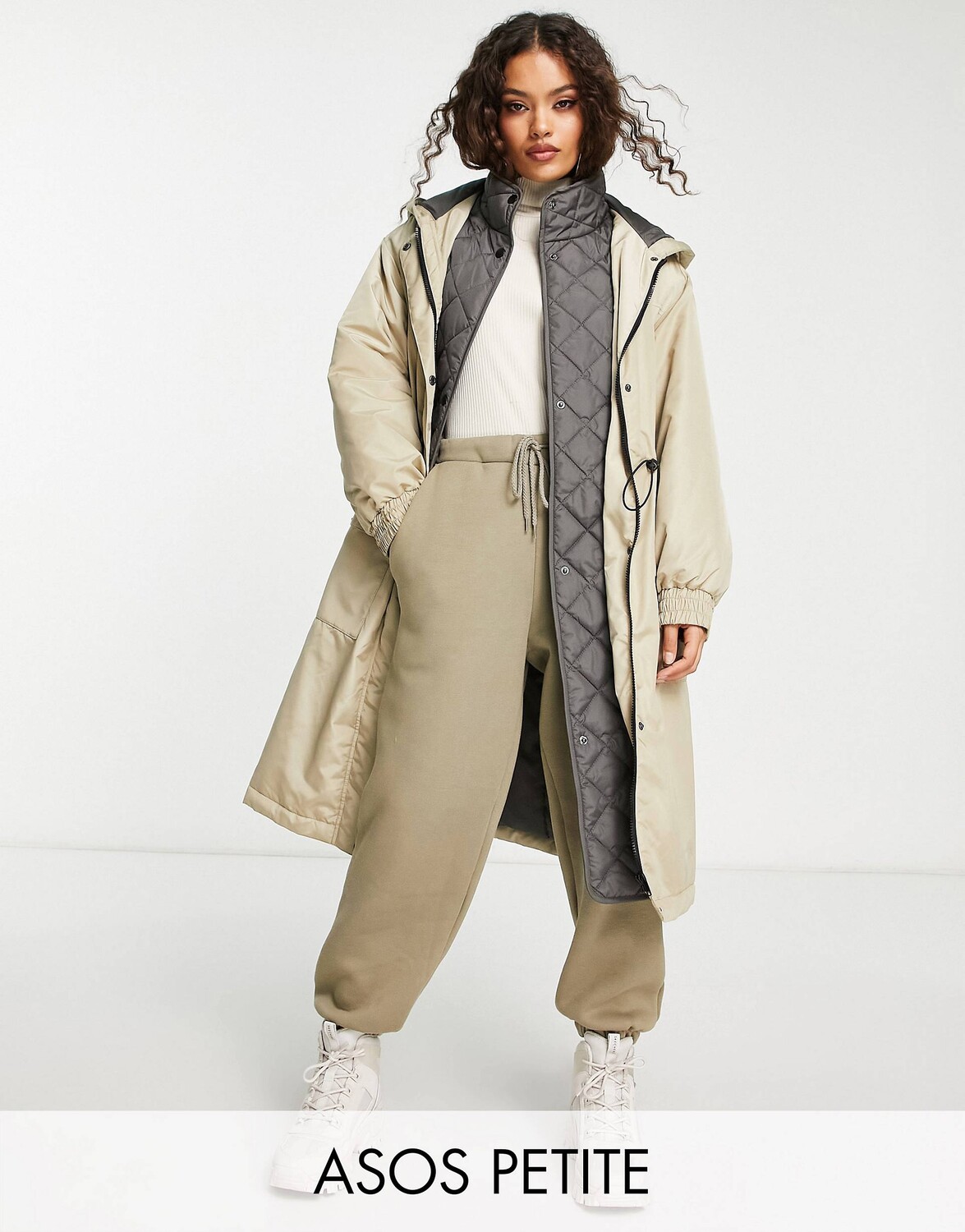 

Стеганая гибридная парка из камня ASOS DESIGN Petite
