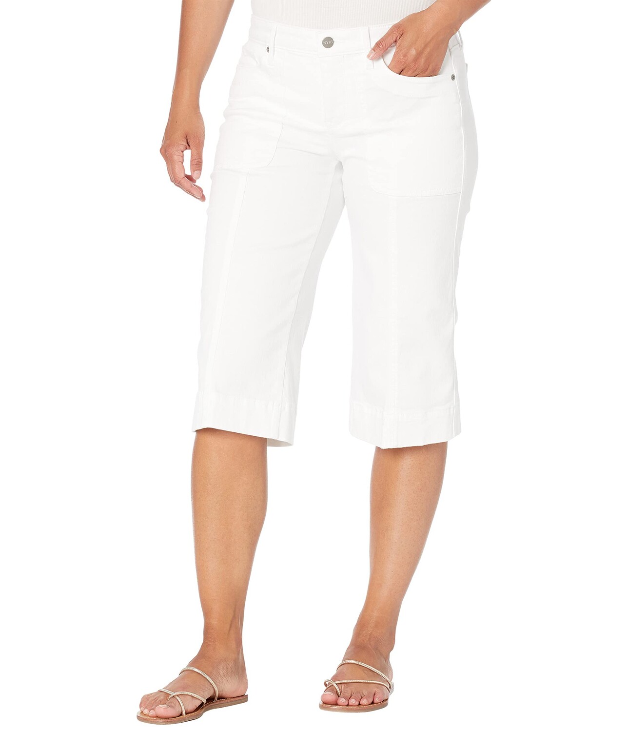 

Джинсы NYDJ, Petite Wide Leg Pedal Pusher Jeans in Optic White