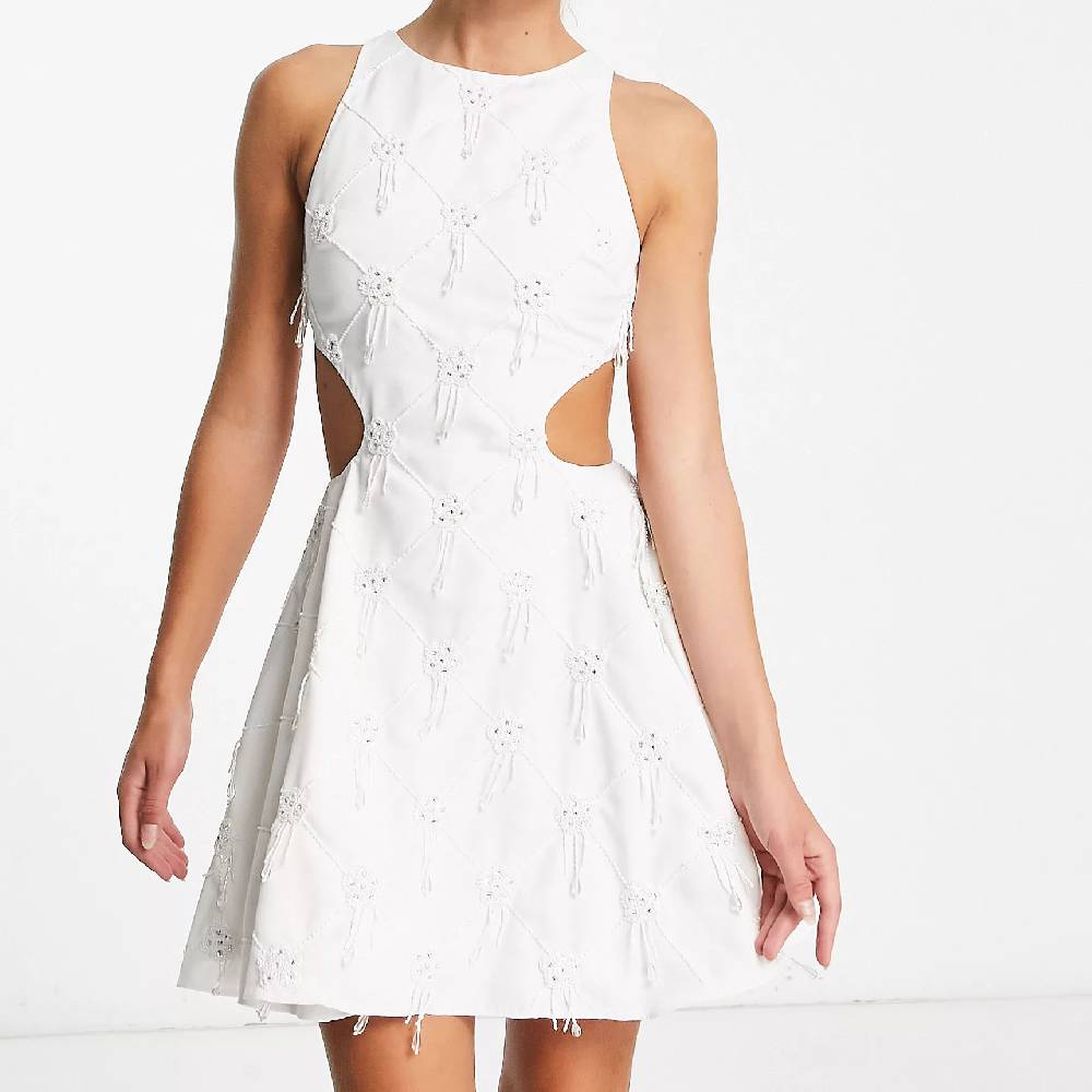 Мини платье Asos Edition, белый платье asos edition sequined wrap ярко розовый