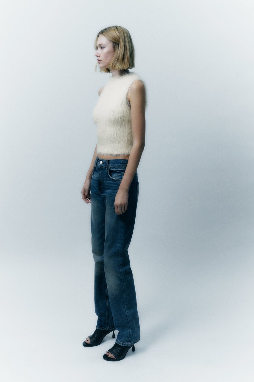 

Футболка с искусственным мехом ZARA, естественный