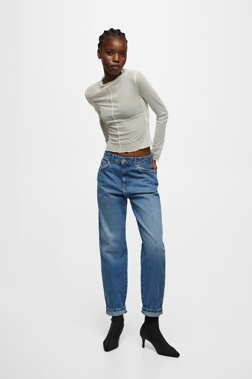

Джинсы гаучо с завышенной талией Pull&Bear, темно-синий