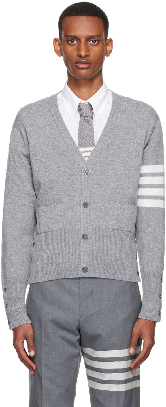 

Серый кашемировый кардиган Thom Browne
