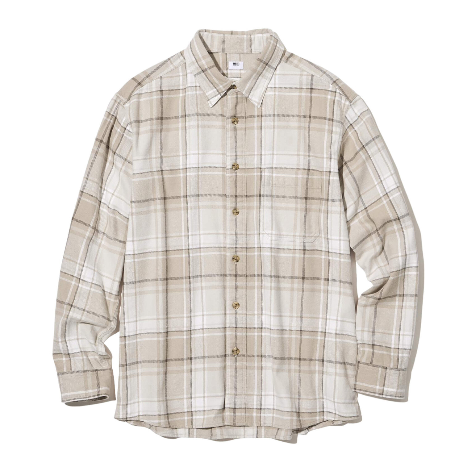 

Рубашка Uniqlo Flannel Checked Regular Fit, бежевый