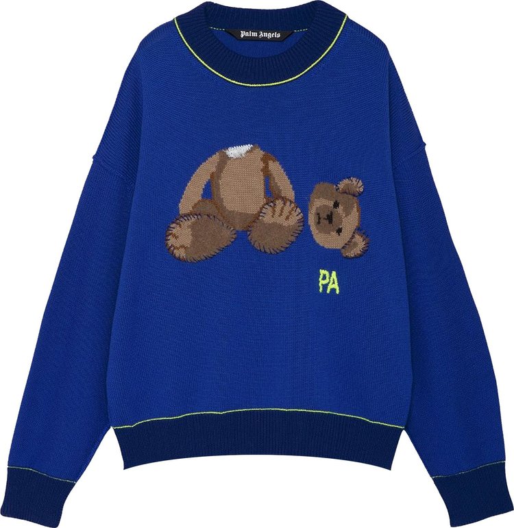 Свитер Palm Angels Bear Sweater 'Blue/Brown', синий - фото