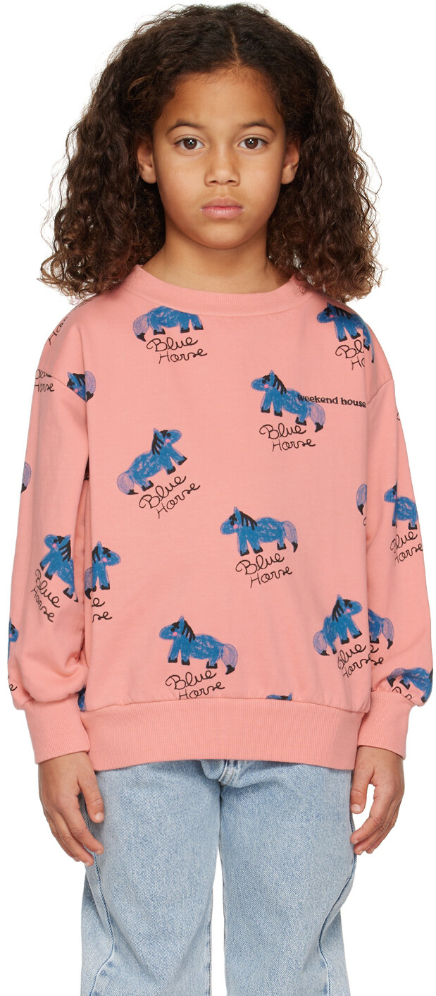 

Эксклюзивная детская толстовка SSENSE Pink 'Blue Horse' Weekend House Kids
