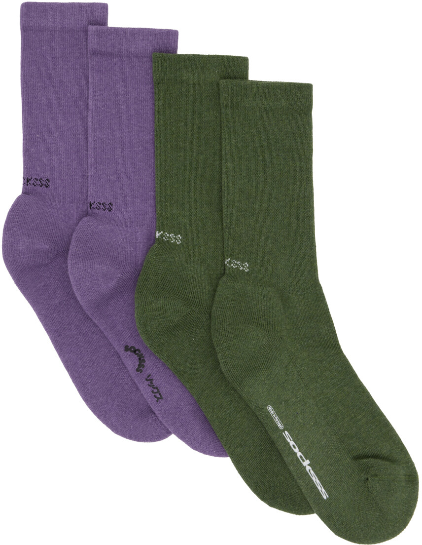 

Набор из двух фиолетовых и зеленых носков SOCKSSS