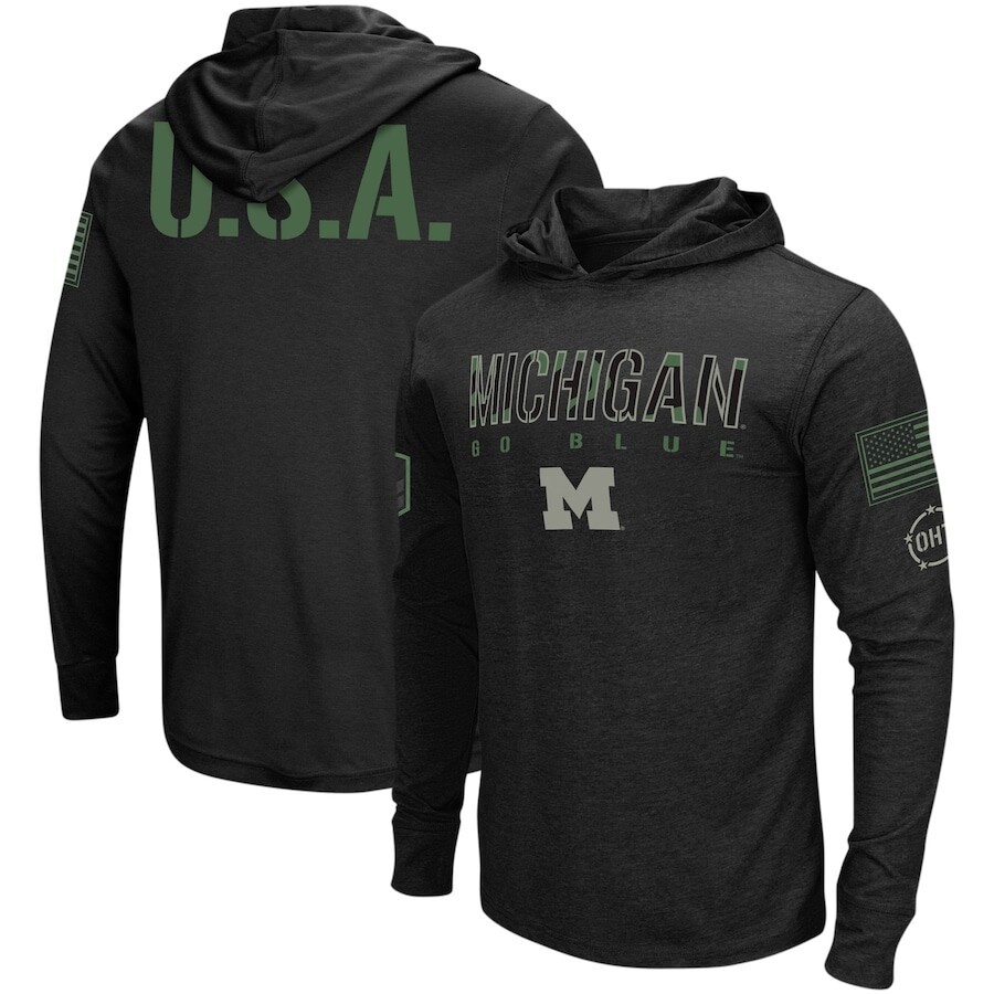 

Футболка с длинным рукавом Colosseum Michigan Wolverines, черный