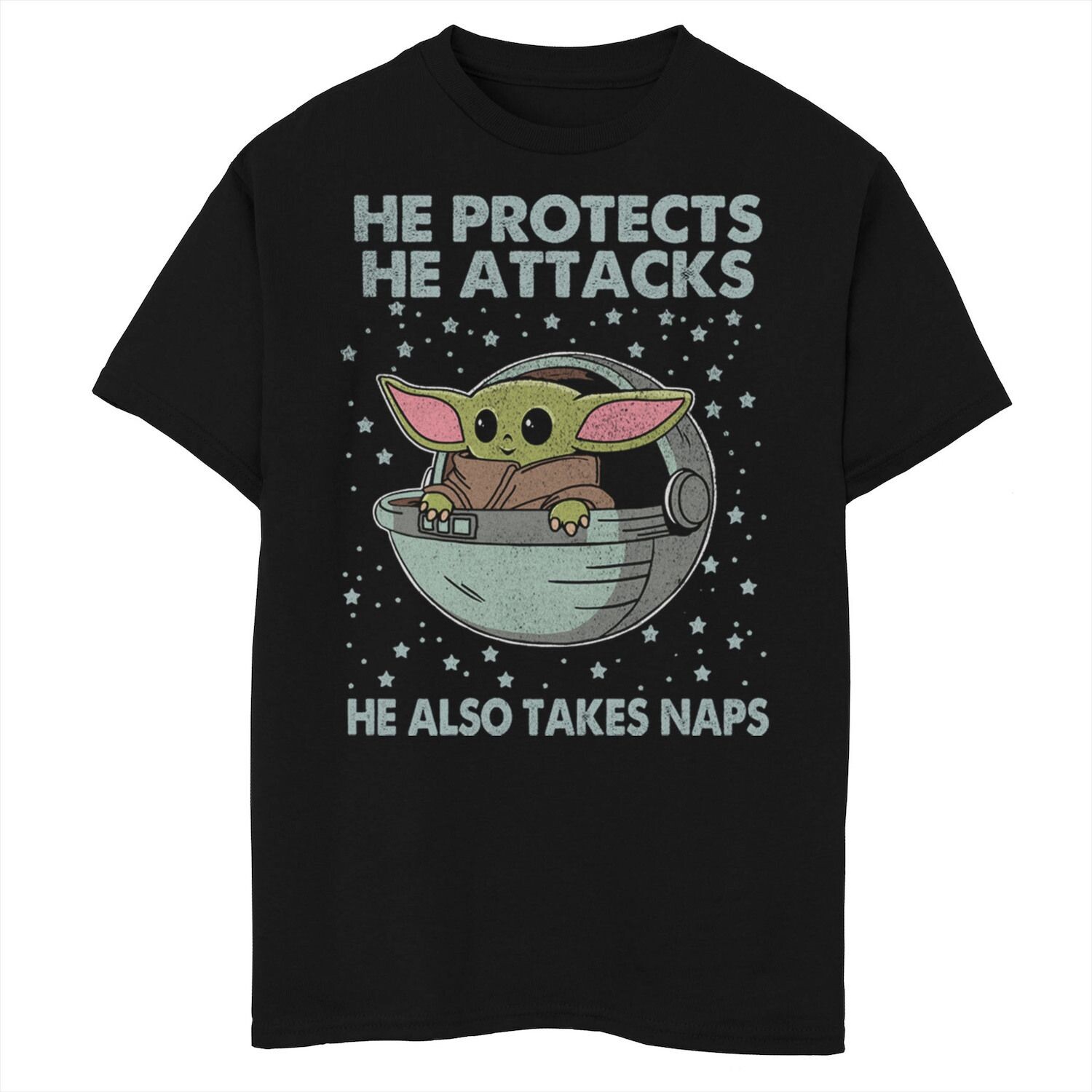 

Футболка с рисунком «Protect Attack Nap» для мальчиков 8–20 лет «Звездные войны: Мандалорец» Licensed Character