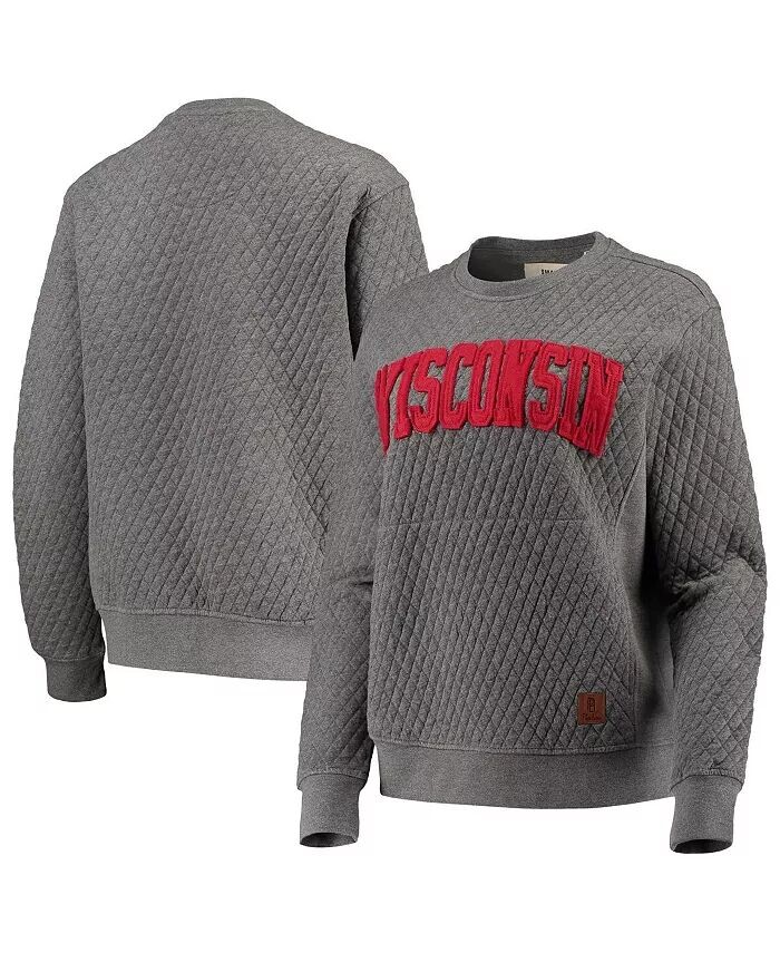 

Женский стеганый пуловер с капюшоном Heather Charcoal Wisconsin Badgers Moose Pressbox, серый