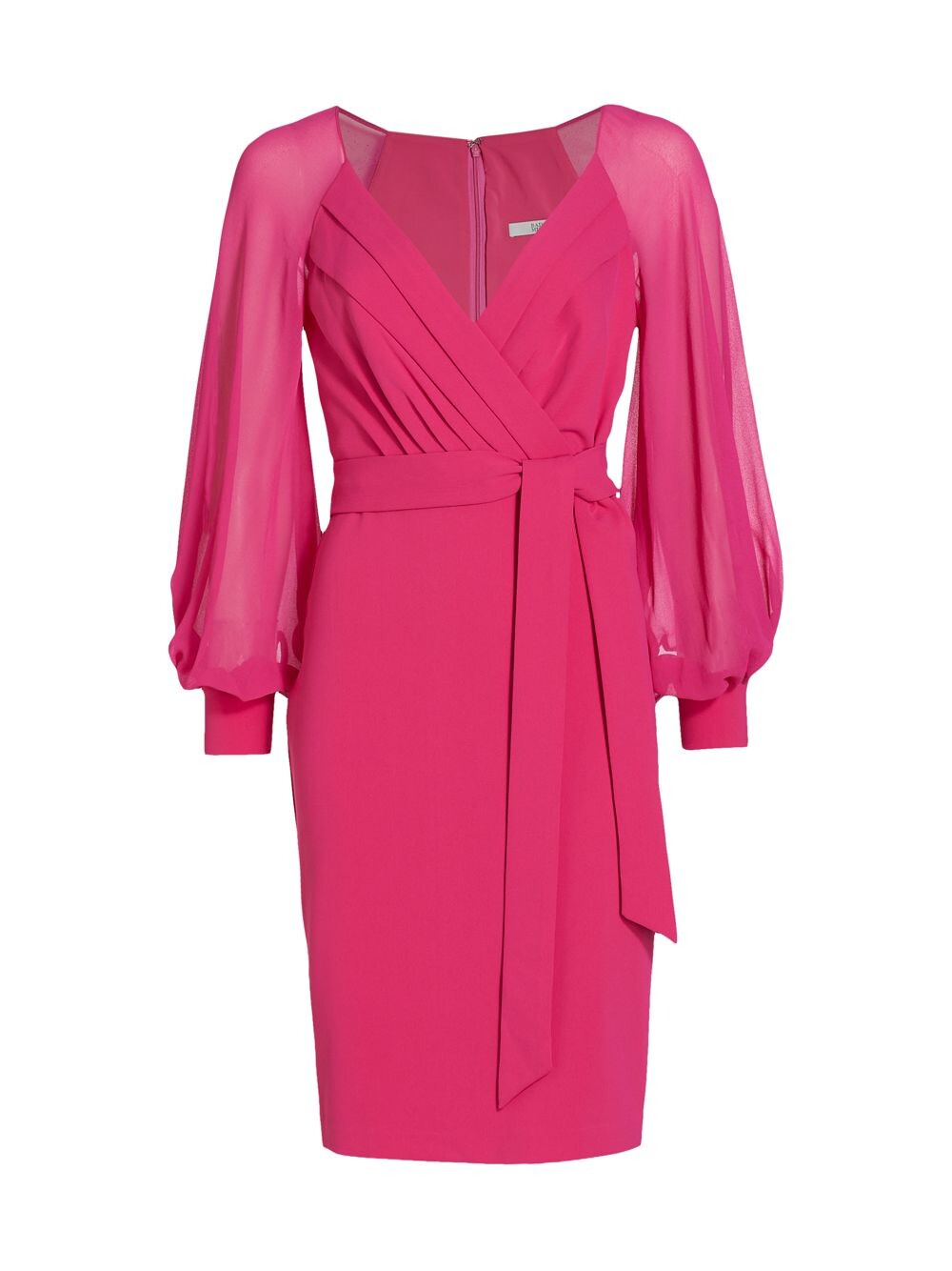 

Коктейльное платье с рукавами епископа и поясом Badgley Mischka, роза
