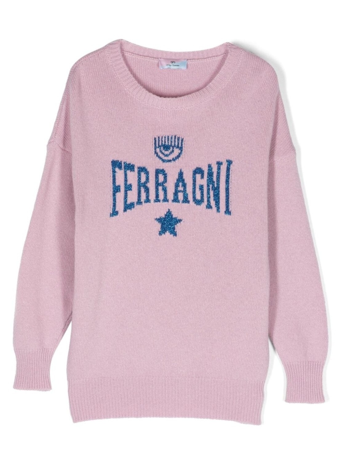 

Толстовка вязки интарсия с логотипом Chiara Ferragni Kids, розовый, Серый