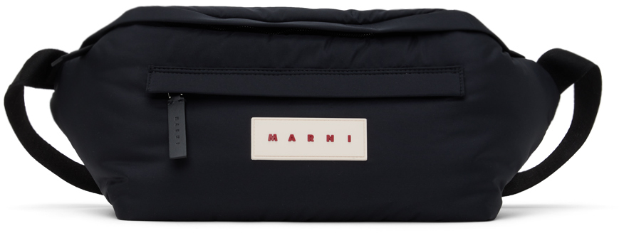 Черная объемная поясная сумка Marni