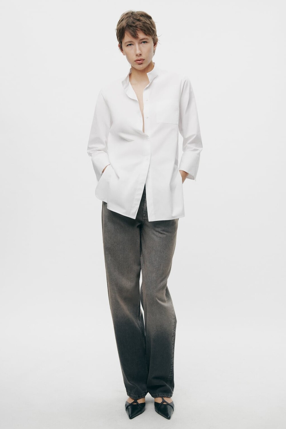 

Рубашка из поплина ZARA, белый