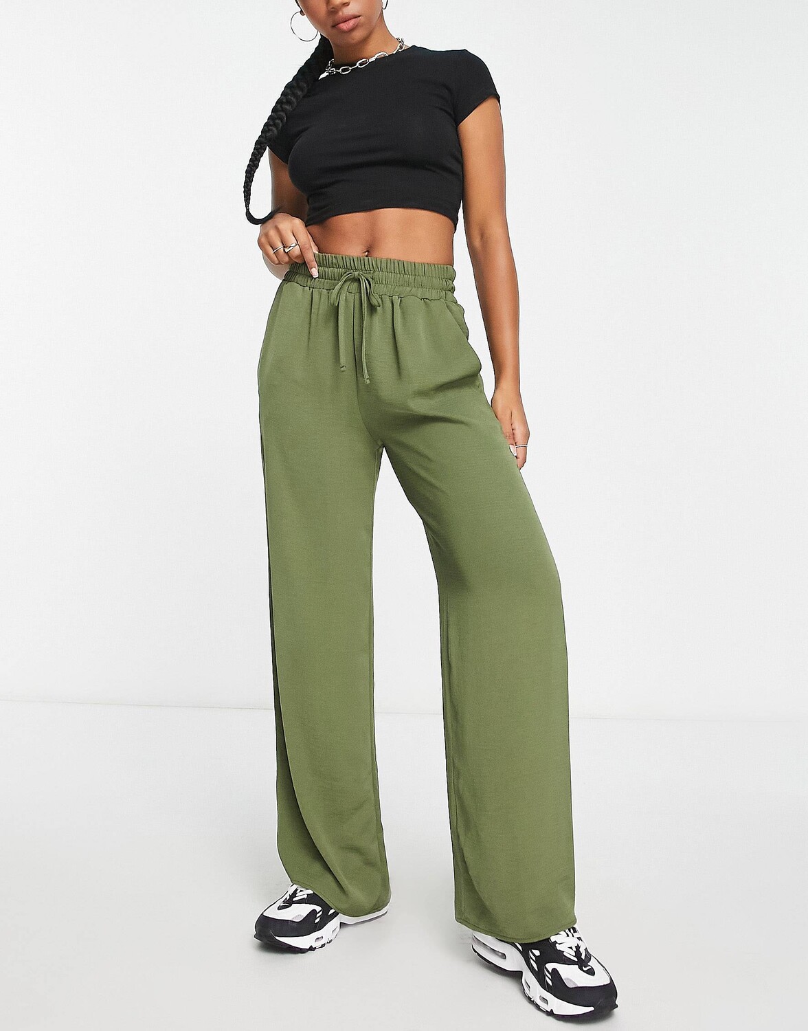 

Широкие брюки цвета хаки ASOS DESIGN