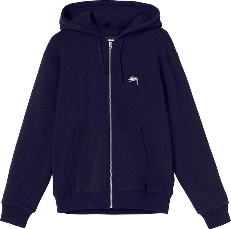 Толстовка Stussy Stock Logo Zip Hood 'Navy', синий толстовка stussy checker stock темно синий