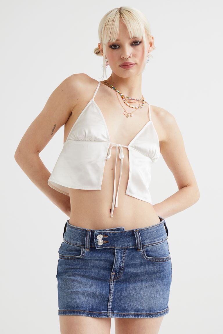 

Атласный топ на завязках H&M, белый