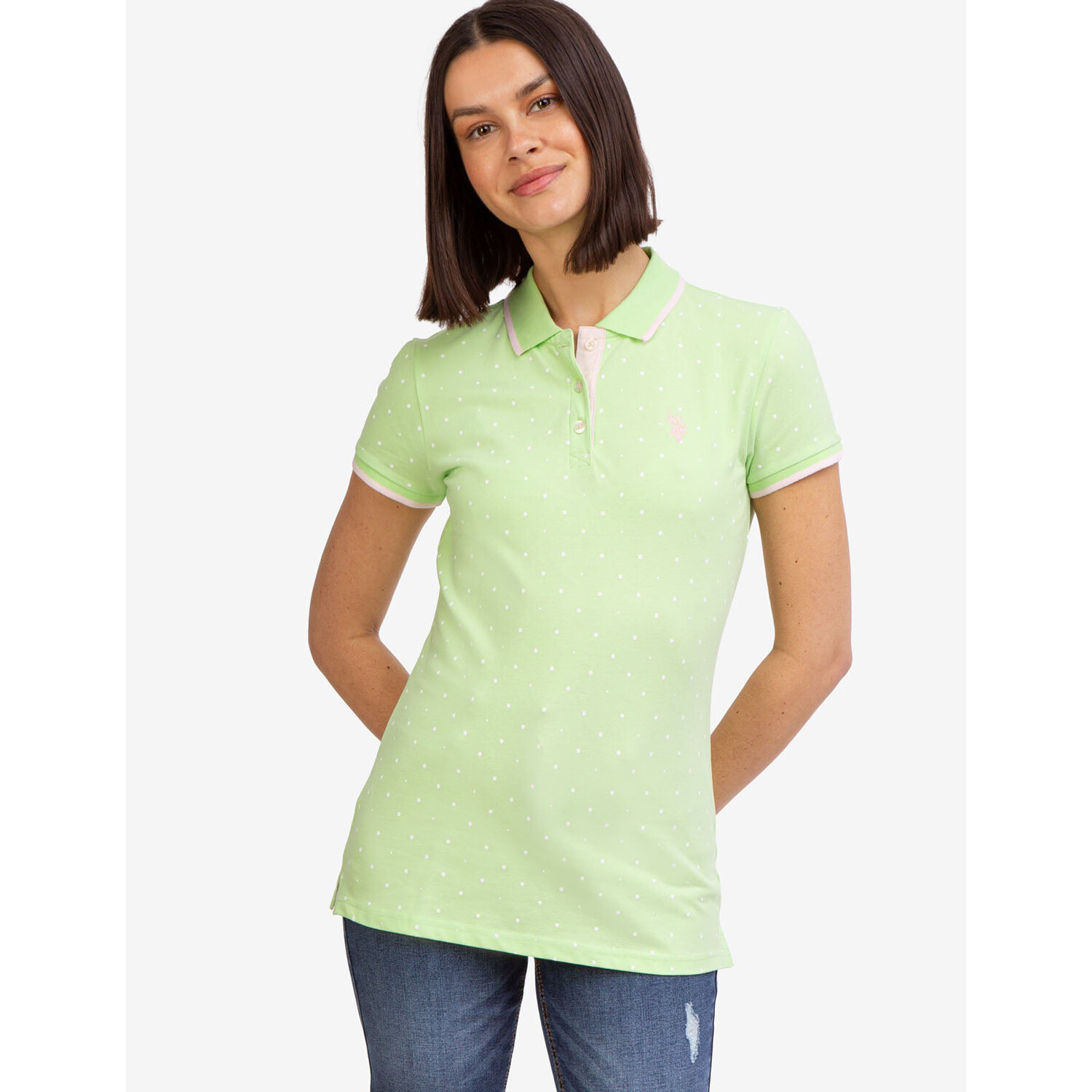 

Футболка-поло U.S. Polo Assn. Dot Print, светло-зеленый