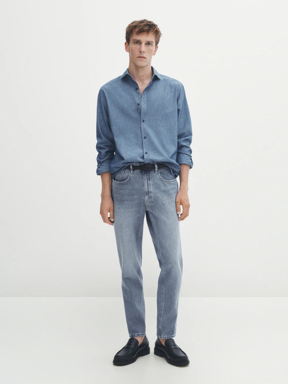 

Отбеливаемые джинсы свободного кроя Massimo Dutti, индиго