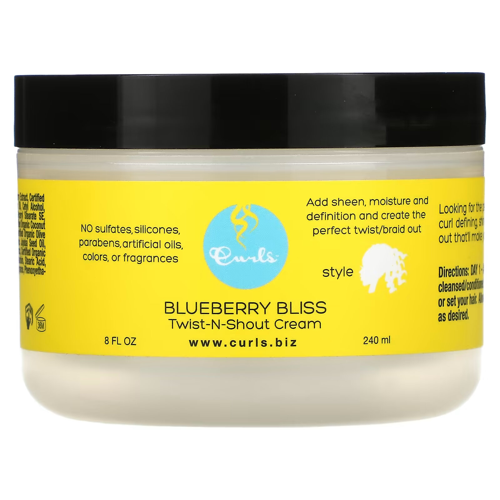Curls, Blueberry Bliss, крем Twist-N-Shout, 240 мл (8 жидк. Унций) curls несмываемый кондиционер для восстановления blueberry bliss 236 мл 8 жидк унций