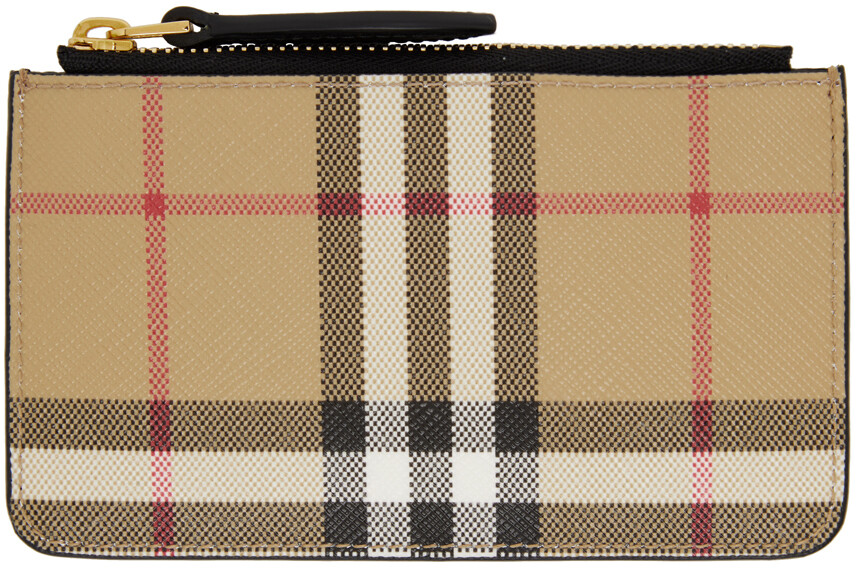 

Бежевый кошелек для монет в винтажную клетку Burberry