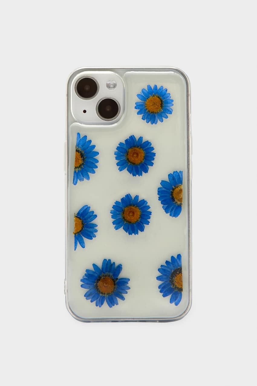 

Чехол для iPhone с засушенным цветком Pull&Bear, синий
