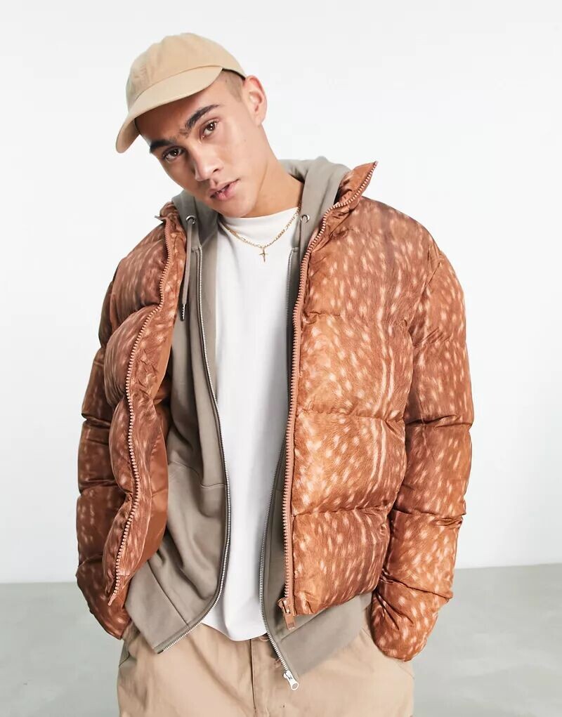 

Пуховик с анималистическим принтом ASOS