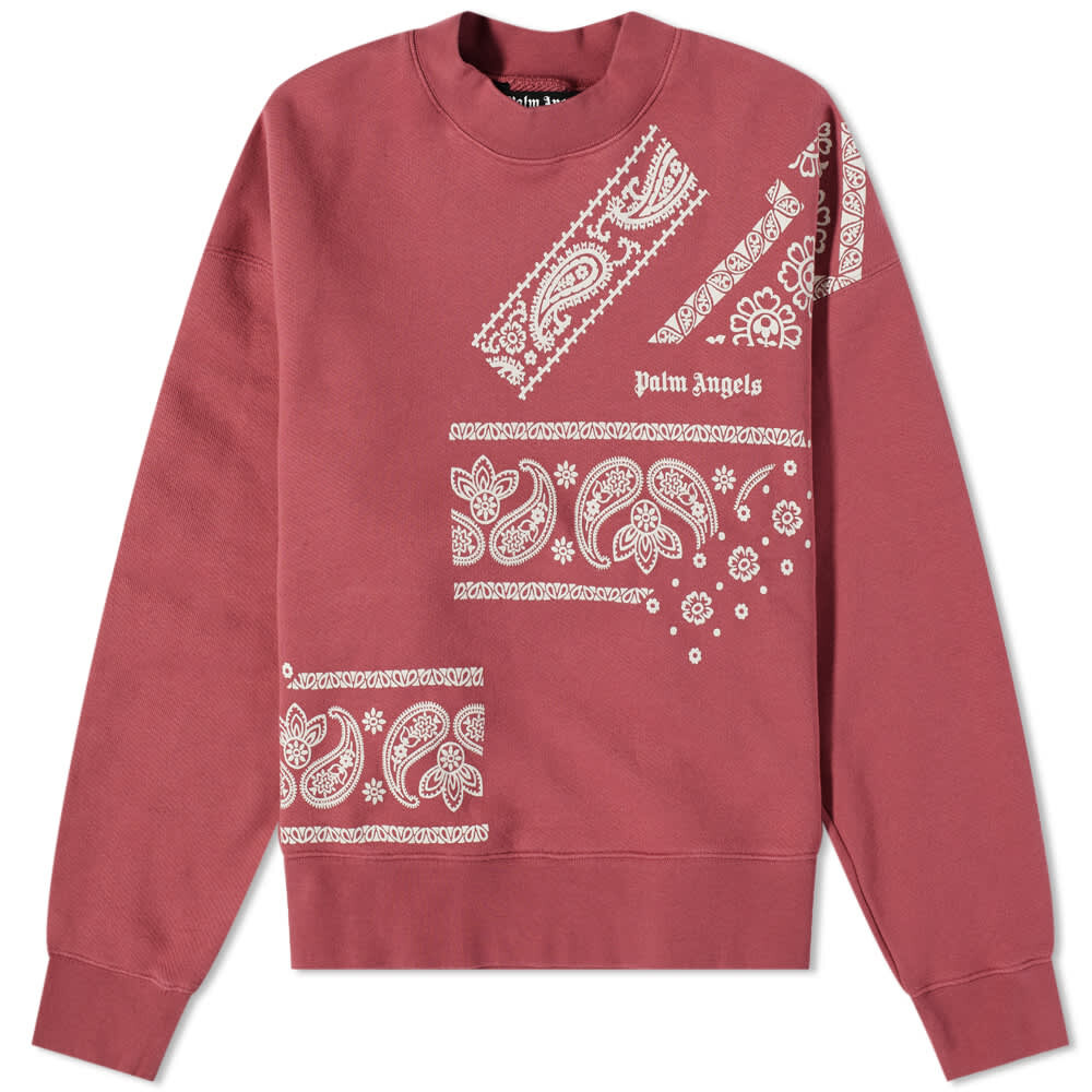 

Толстовка Palm Angels Bandana Logo Crew Sweat, светло-бордовый, Коричневый