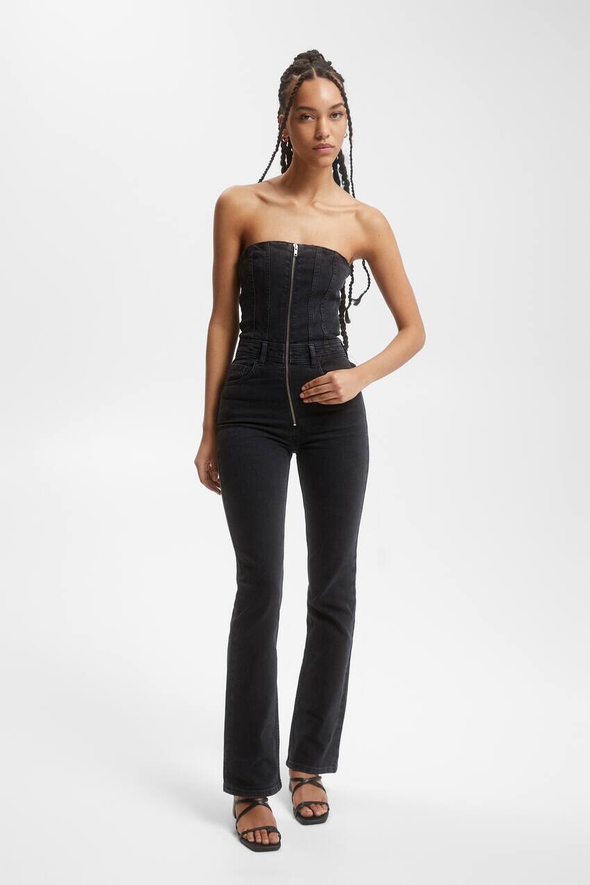 

Джинсовый комбинезон с корсетом Pull&Bear, черный