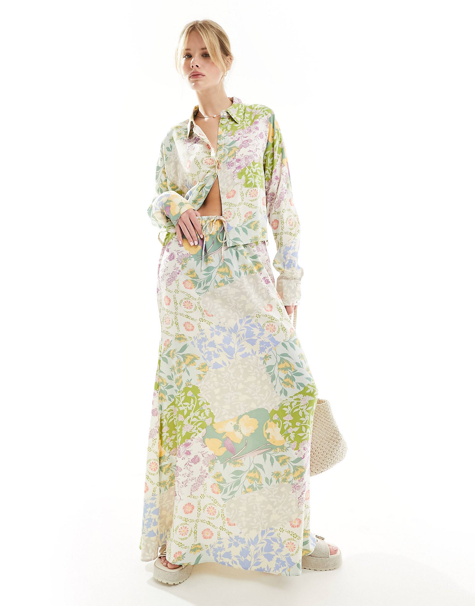 Юбка Asos Design Floral Print, мультиколор белая юбка макси с завязкой на талии vero moda maternity