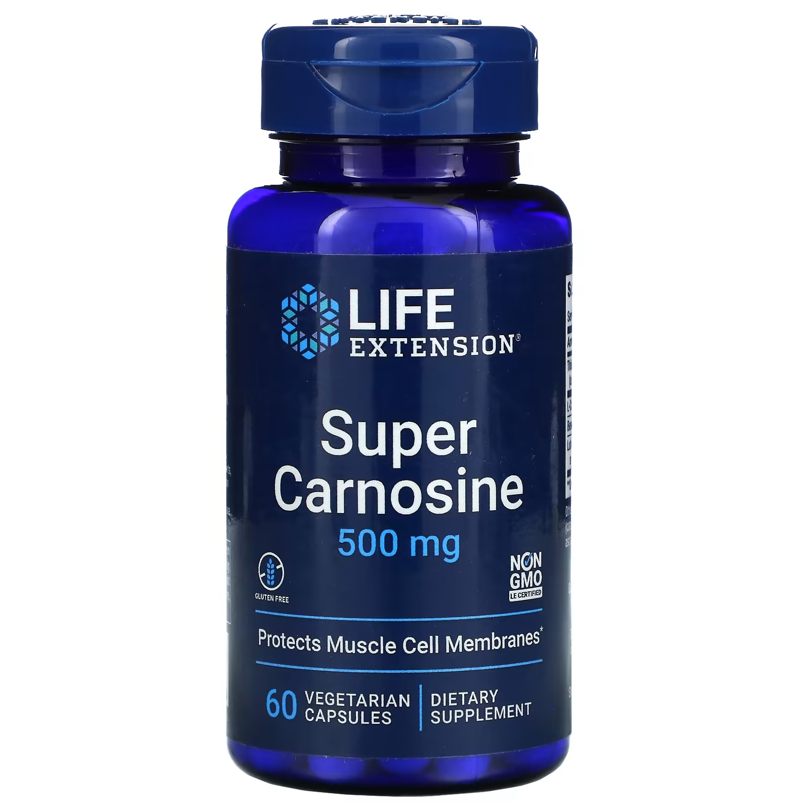 Life Extension Super Carnosine 500 мг, 60 вегетарианских капсул life extension tmg триметилглицин 500 мг 60 вегетарианских капсул с жидким содержимым