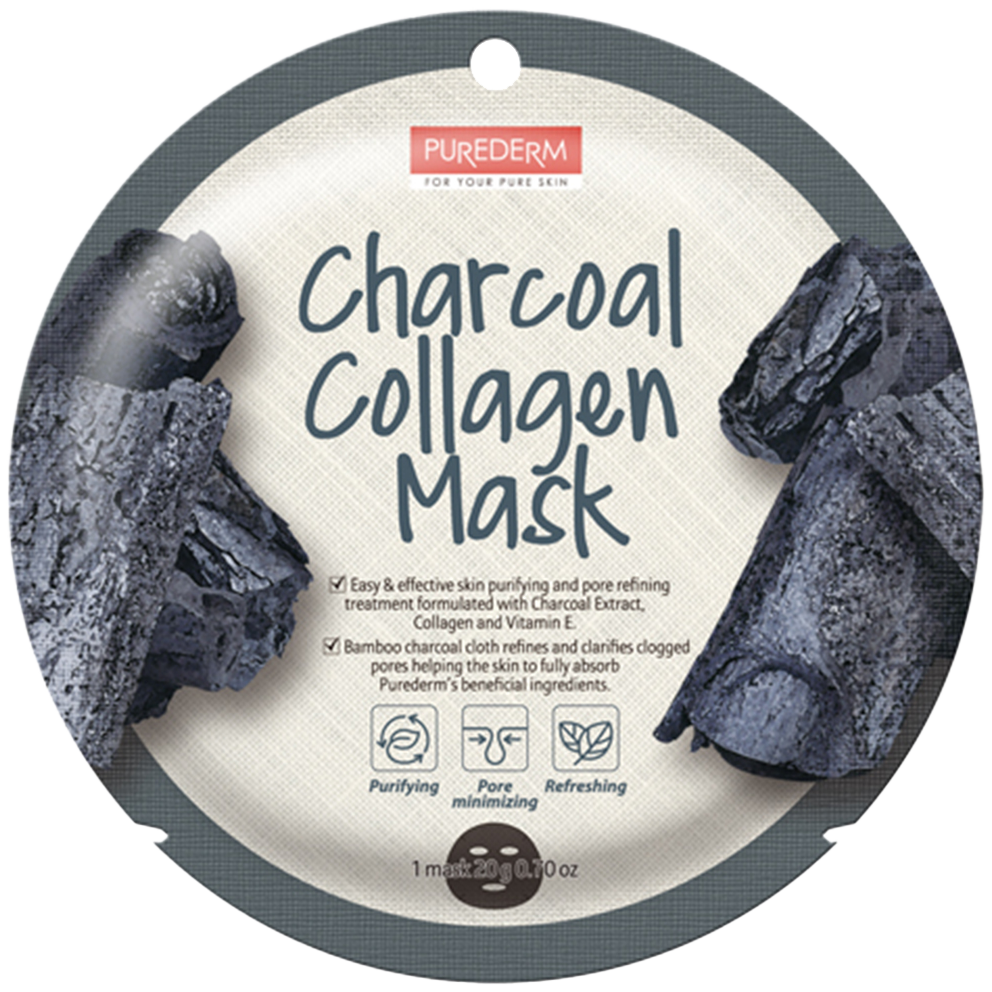 Purederm Charcoal Collagen очищающая и освежающая маска для лица, 18 г –  заказать из-за рубежа в «CDEK.Shopping»