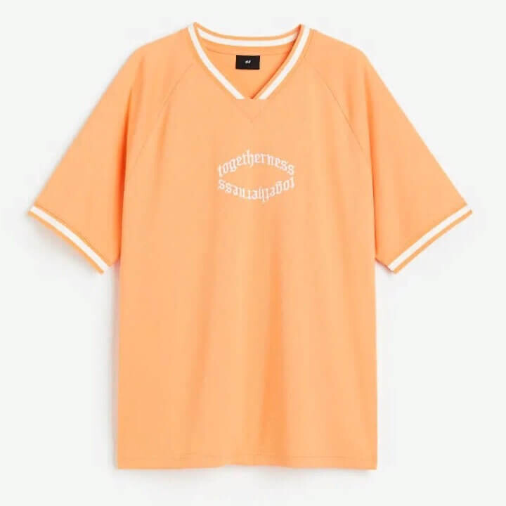 

Футболка оверсайз H&M Togetherness Fit Printed Mesh, светло-оранжевый